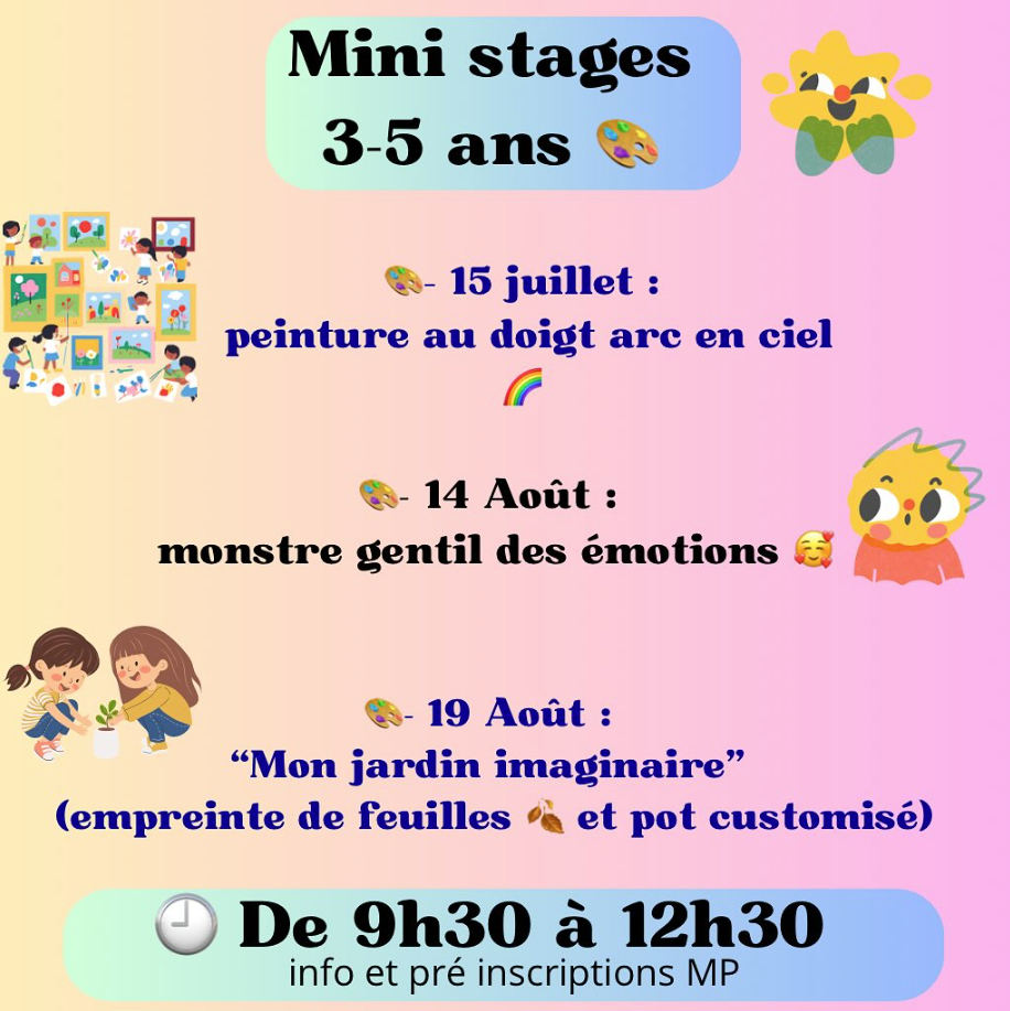 Mini-stages 3–5 ans : Peinture au doigt arc-en-ciel