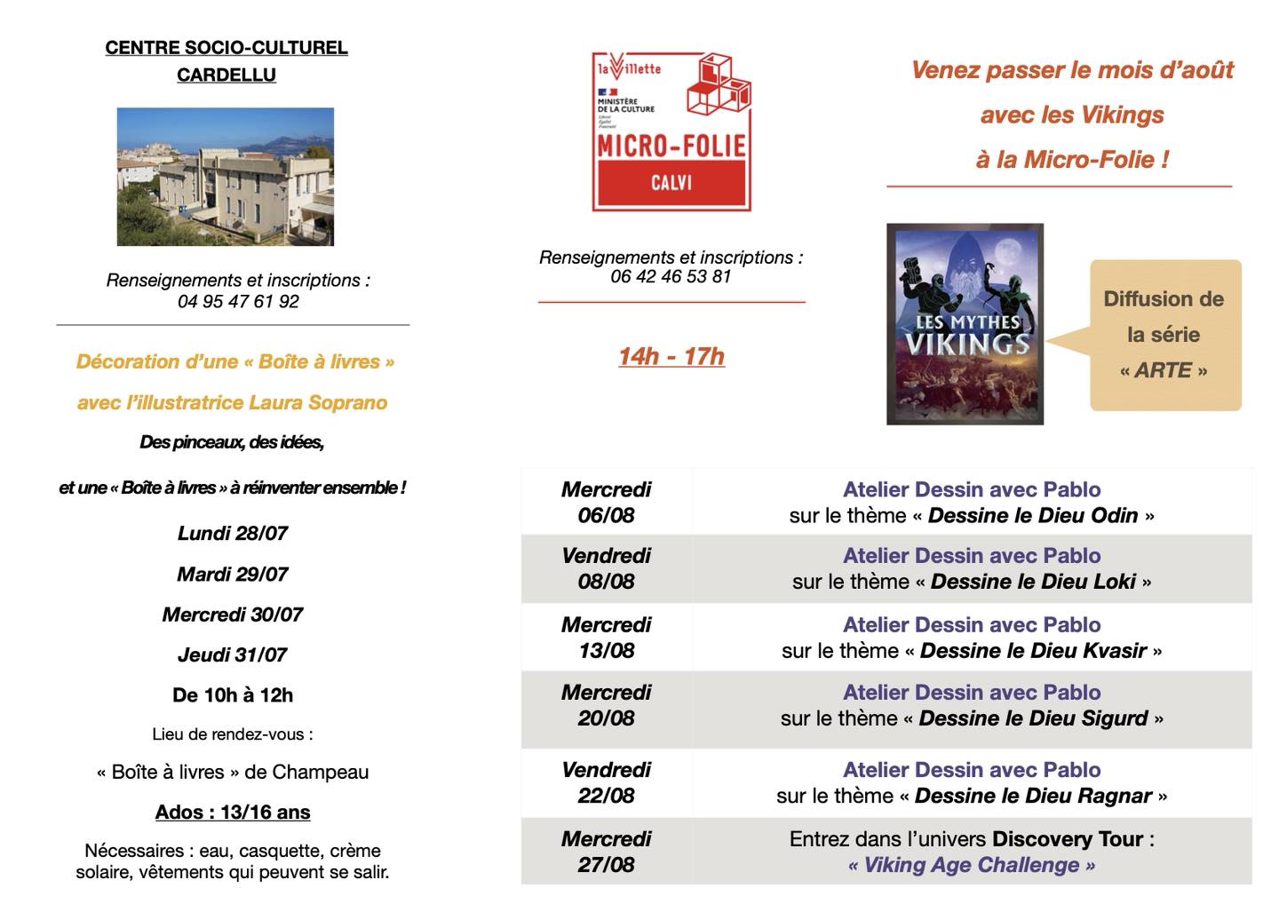 Programme des activités gratuites pour les « Ados » durant l’Eté - Calvi
