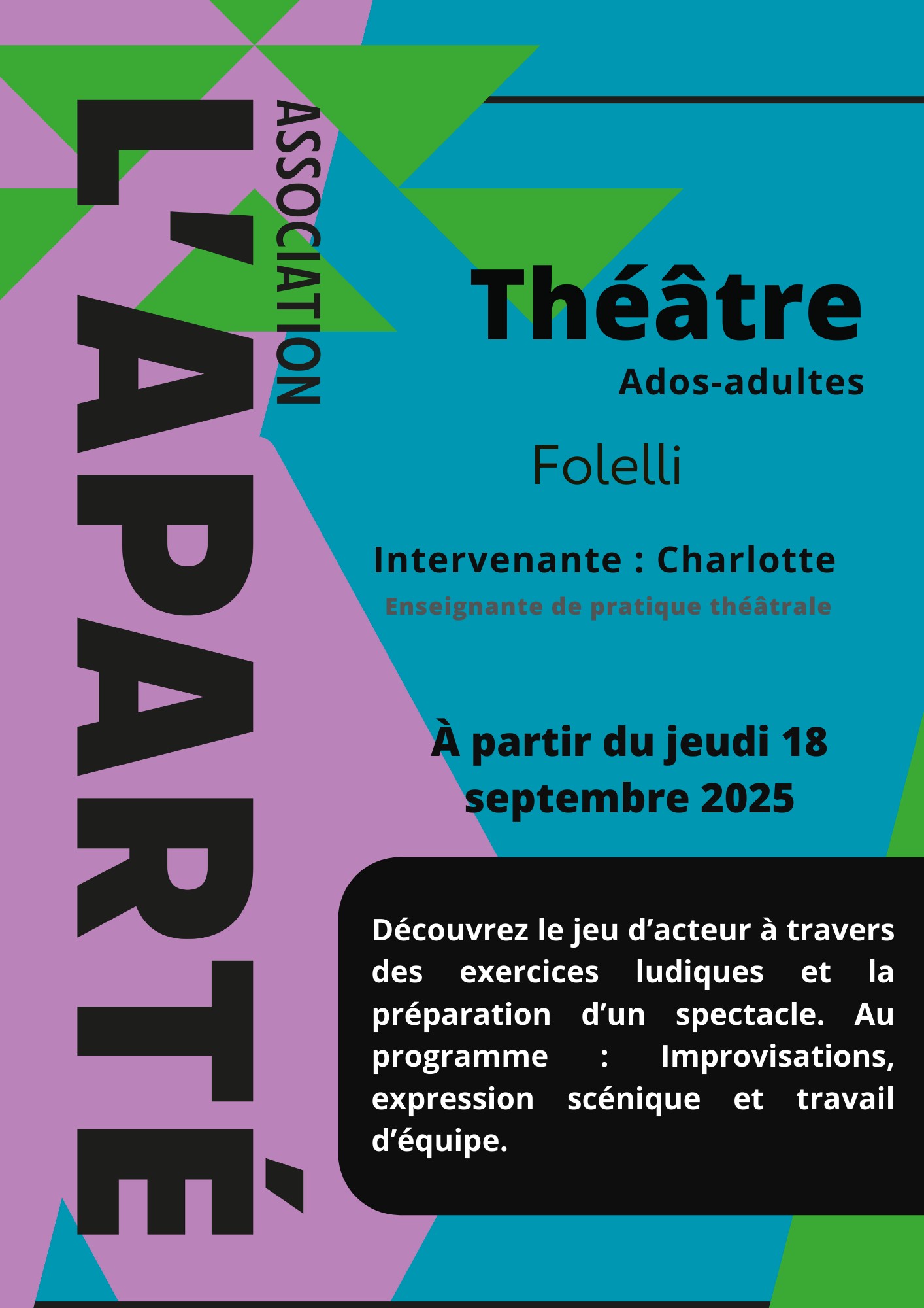 Atelier théâtre ados-adultes : Folelli