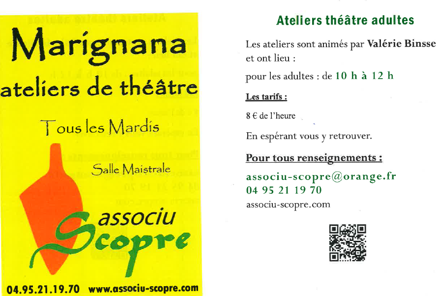 Ateliers de théâtre adultes Marignana