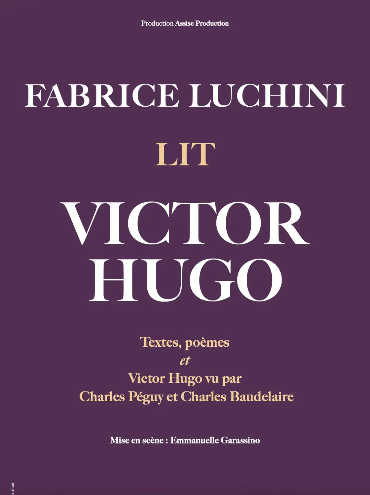 Affiche — Fabrice Luchini lit Victor Hugo