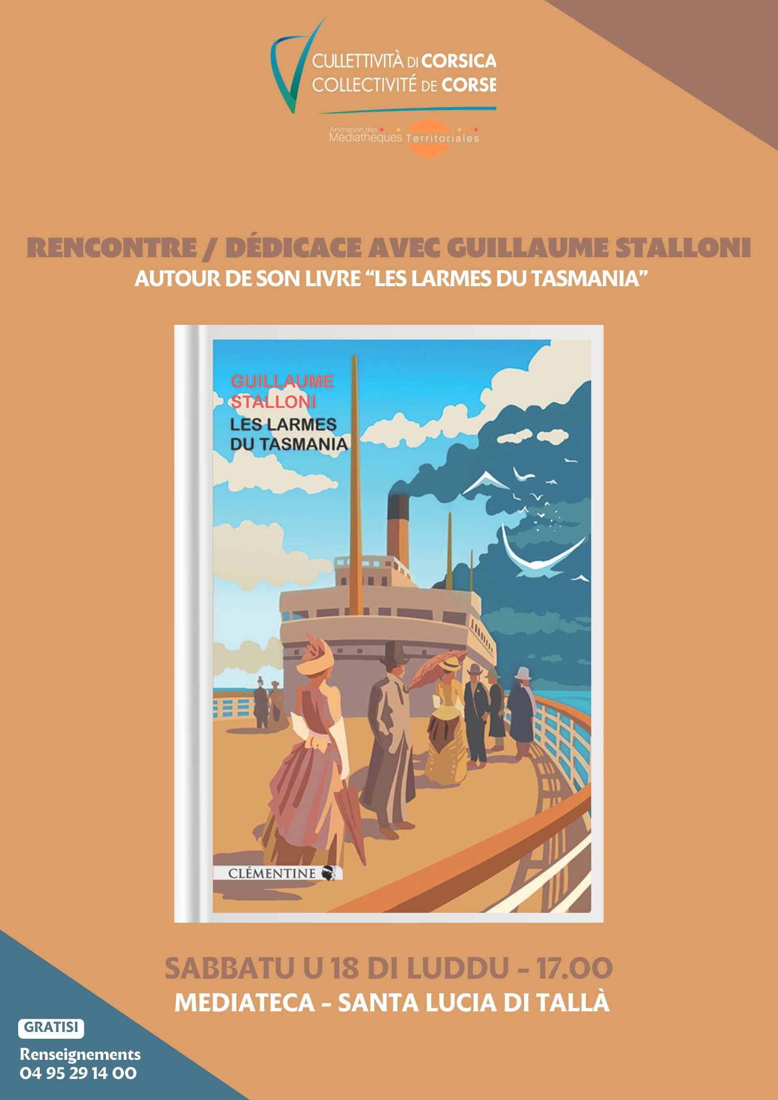 Rencontre dédicace Guillaume Stalloni : Les larmes du Tasmania