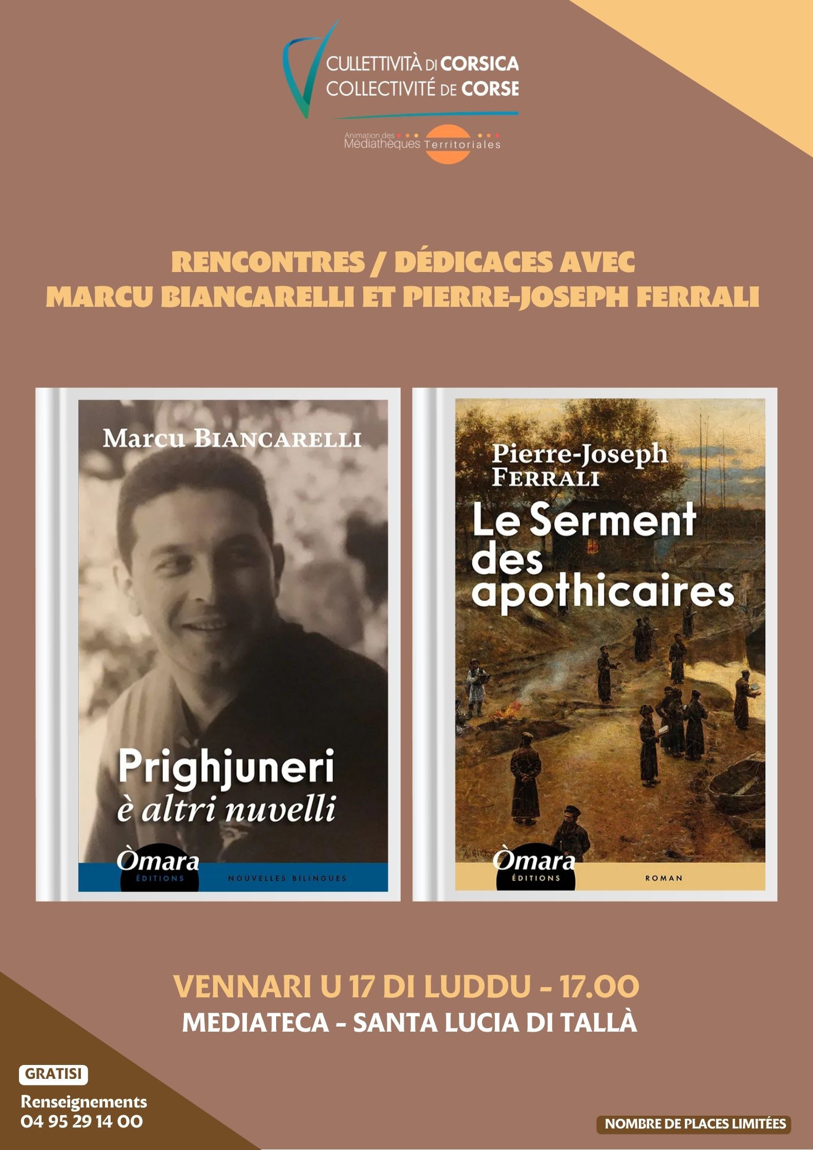 Rencontre dédicaces Marcu Biancarelli et Pierre-Joseph Ferrali