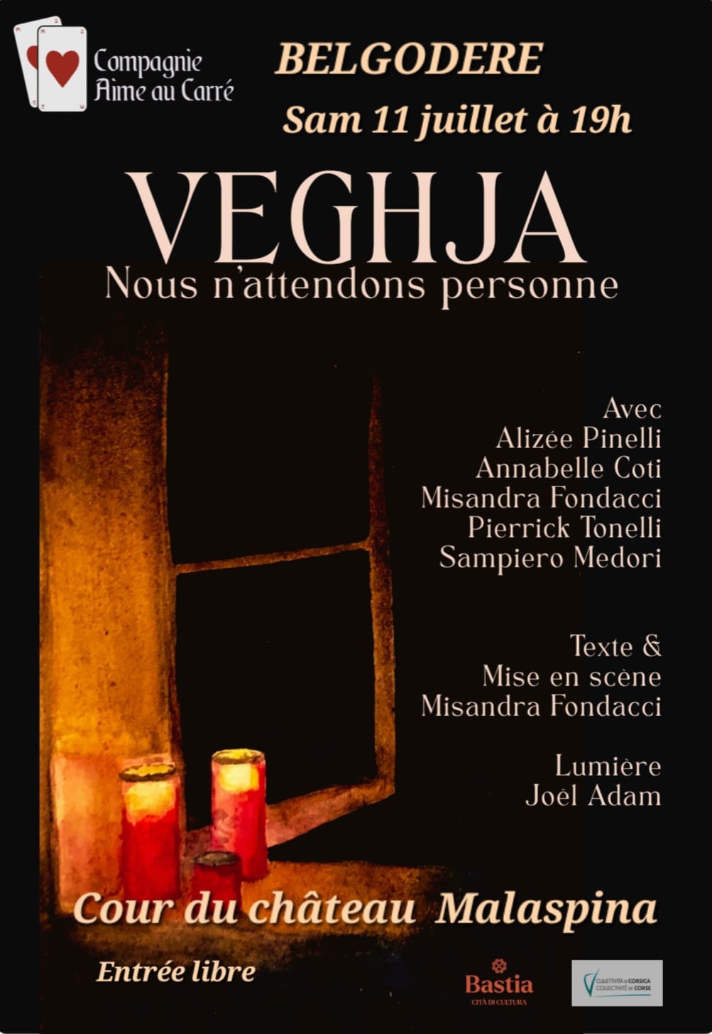 Affiche — Pièce de théâtre « Veghja, nous n’attendons personne »