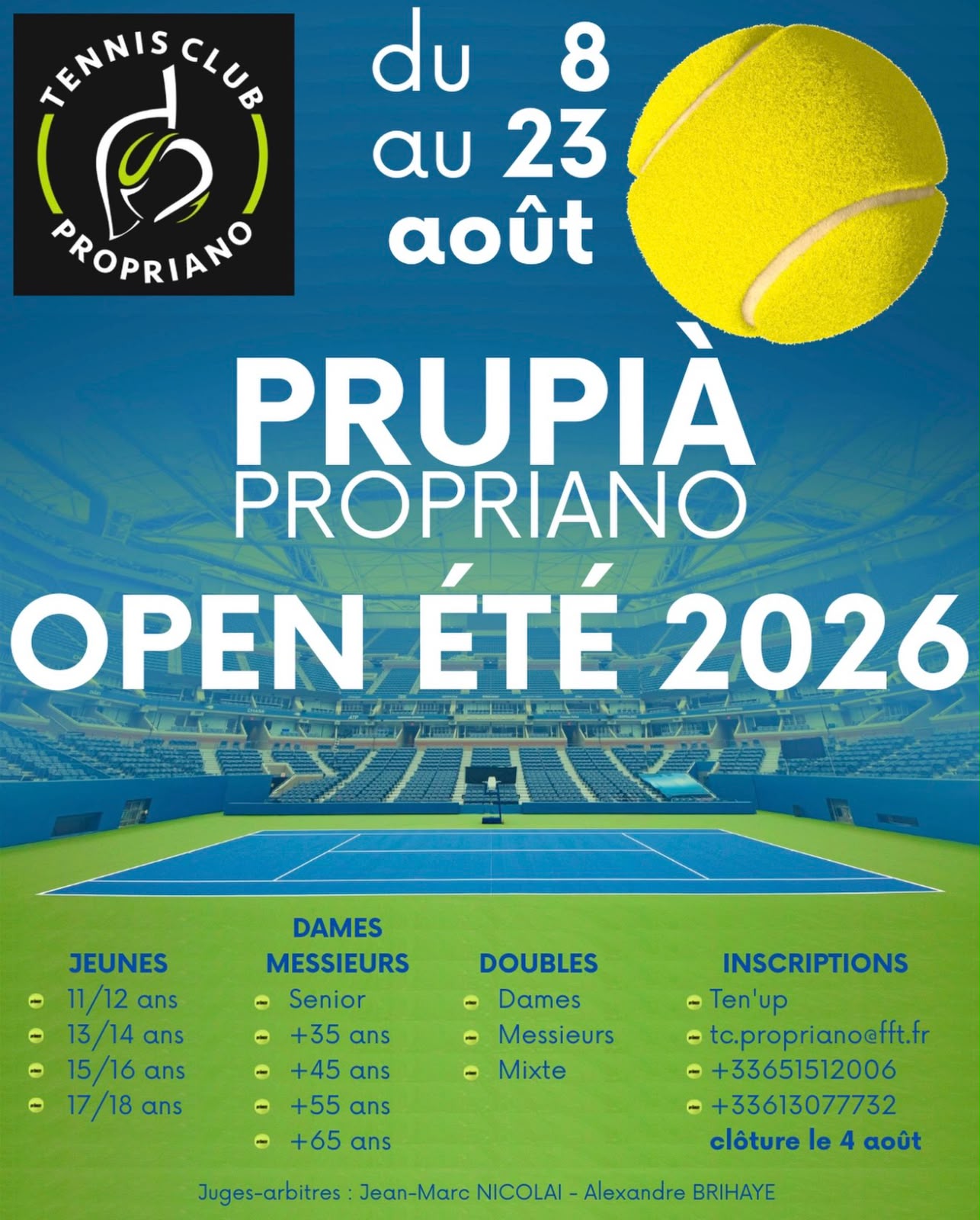 Prupià Propriano Open Été 2026