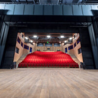 Illustration de la salle de spectacle a Calvi, Corse, FRANCE. Le 11 septembre 2024. Un projet réalisé par de la Communauté de Communes de Calvi-Balagne (CCCB). Un bâtiment, conçu par l'architecte parisienne Maria Godlewska, qui accueillir environ 350 spectateurs. (centre culturel de Calvi)